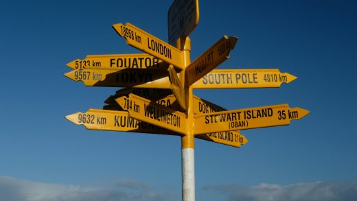 a signpost with several arrows